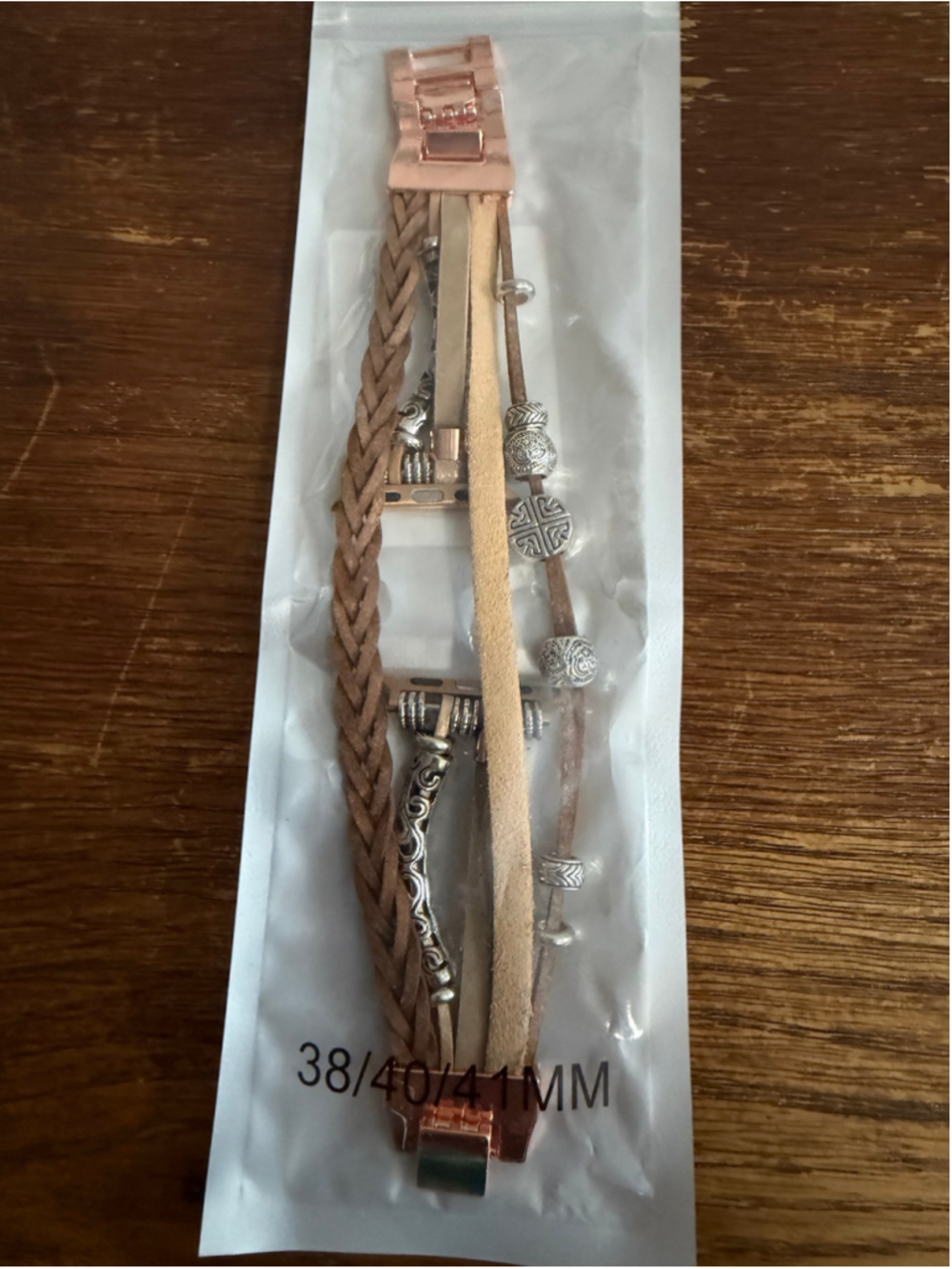 2 Apple Watch Bands 38/40/41mm Boho Brown & Black Gold Rhinestone New - Picture 2 of 5